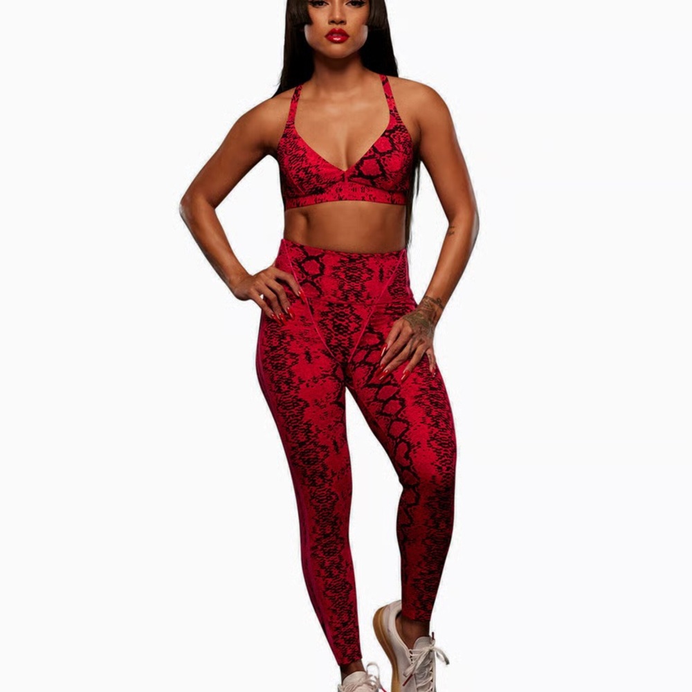IVY PARK Red Snake Print Leggings